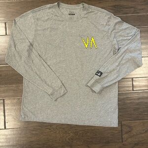 RVCA  Gray Long Sleeve Tee with Yellow Logo with  Matt Leines bolt tiger